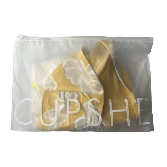 Cupshe Swim Suit Bikini Top Womens XL Yellow Tan White Padded New - Picture 3 of 12